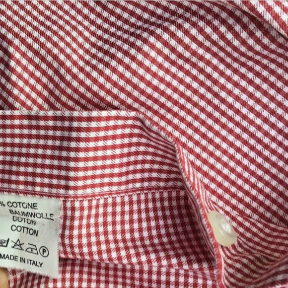 Camicia In Roma red checkered 2 fold cotton Sz 16 made in Italy 🇮🇹 - Picture 7 of 11